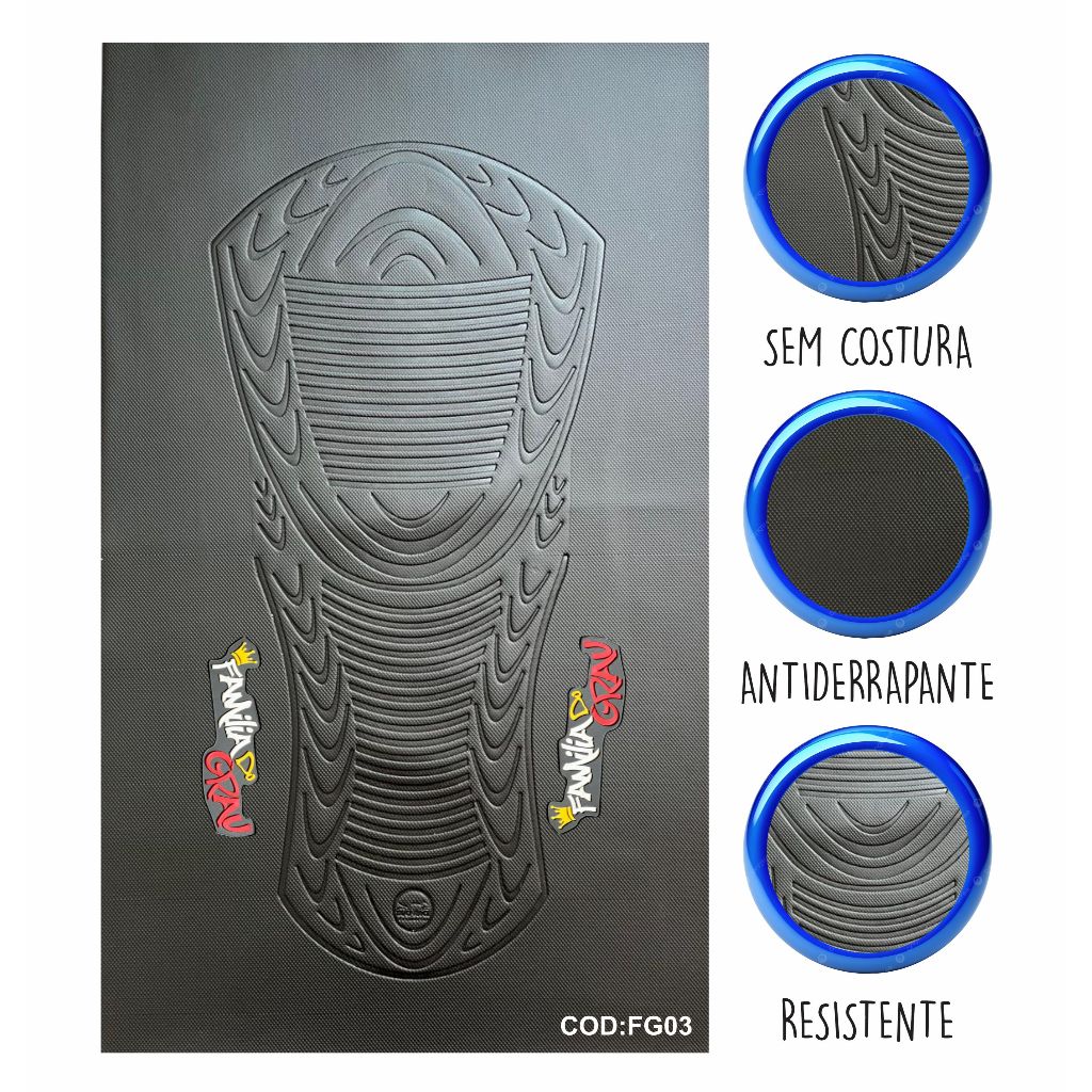 Capa banco de moto emborrachada 3D Preta universal Familia Do Grau