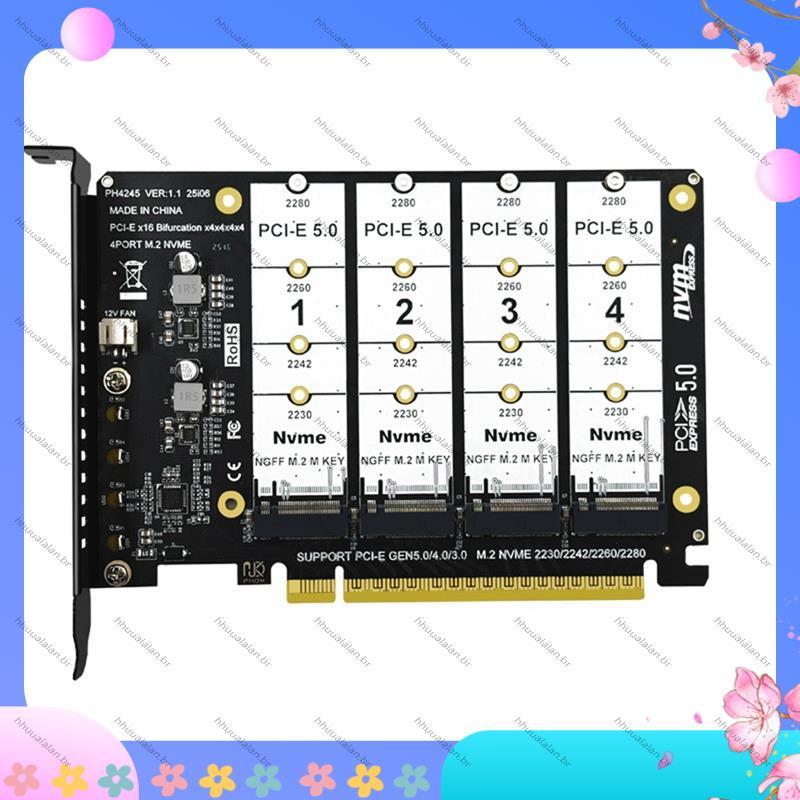 [Alta Qualidade H] PCIE 5.0 X16 Para M . 2 NVME SSD Placa De Expansão 4 Portas X16 Suporte Adaptadora 2230/2242/2260/228