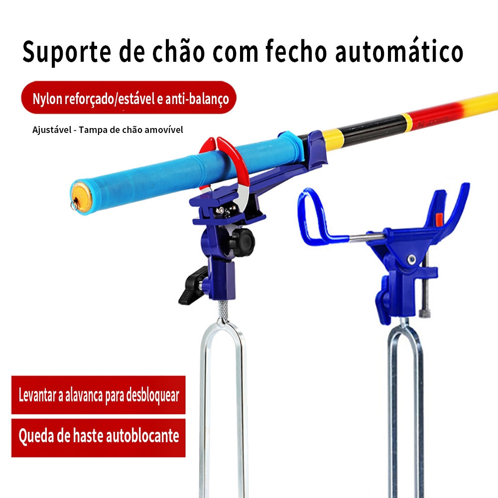 Suporte para vara de pesca, suporte de metal com travamento automático que economiza trabalho