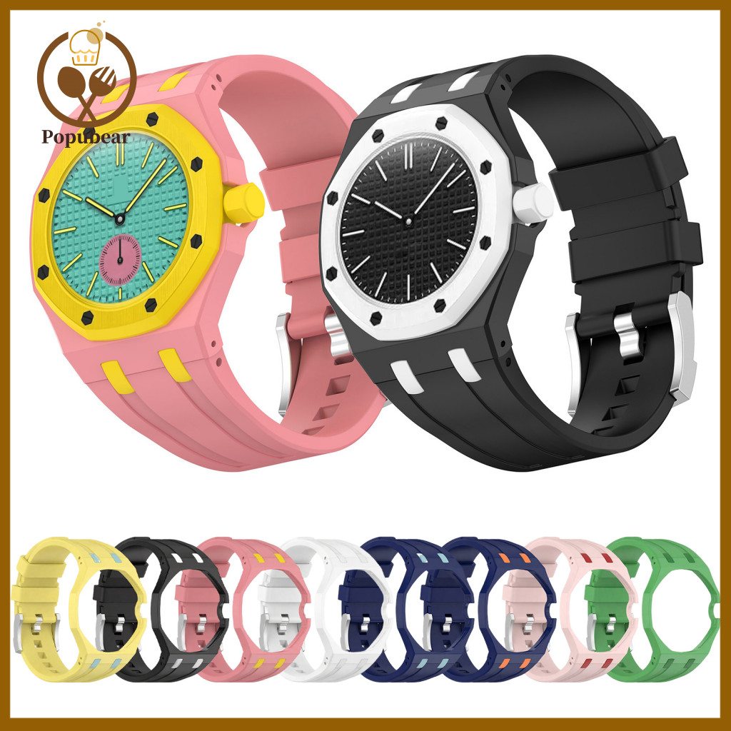 Breathable Silicone Band Colorful Watch Strap Quick Release with Stainless Steel Buckle Waterproof Smartwatch for Men Wo