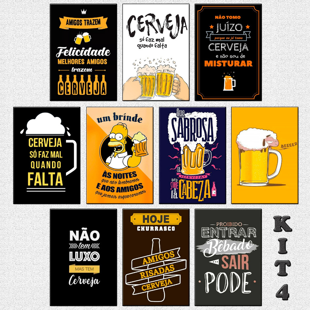 Kit 10 Placas MDF Decoração Decorativas Buteco Bar Churrasco Frases De Bêbado Manual Do Churrasco Amigos 15x20cm