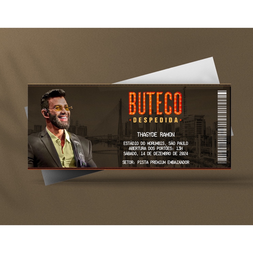 Ingresso Holográfico Personalizado Gusttavo Lima - Buteco Despedida