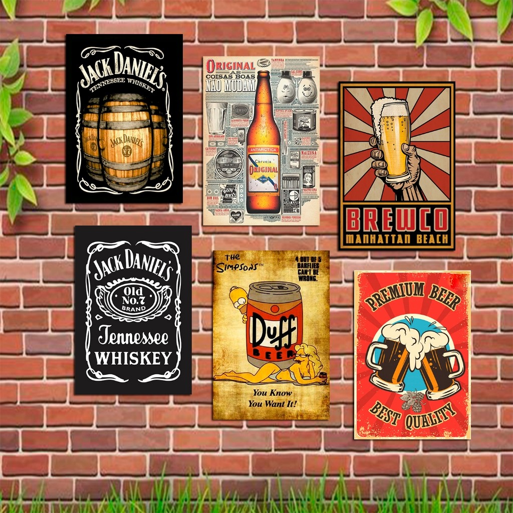 Placas Decorativas MDF - Quadros Tema Bebidas Buteco Boteco - decoração area lazer churrasqueira 20x30cm - 1ao20