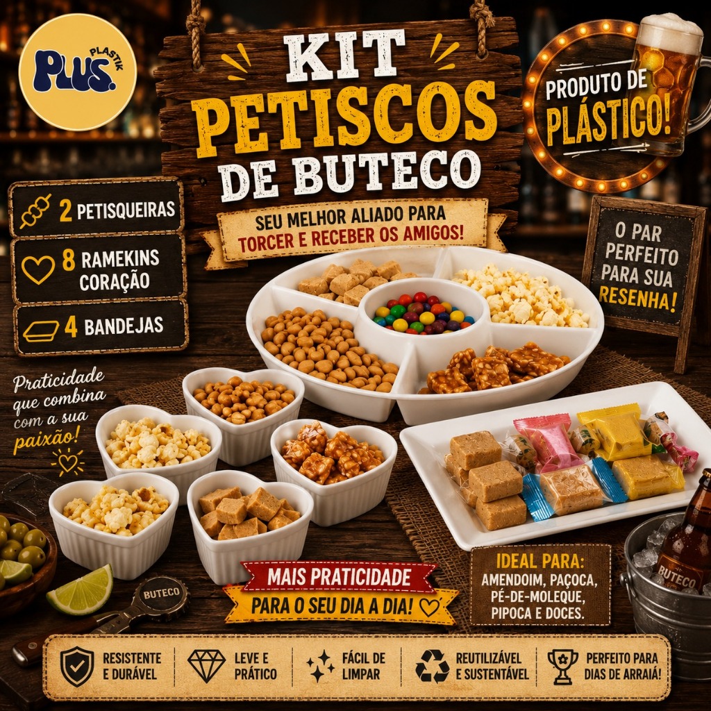 KIT BUTECO 2 PETISQUEIRAS 8 RAMEKIN E 4 BANDEJAS IDEAL PARA SEU RESTAURANTE LANCHONETE BAR BUTECO E EVENTOS CHURRASCO