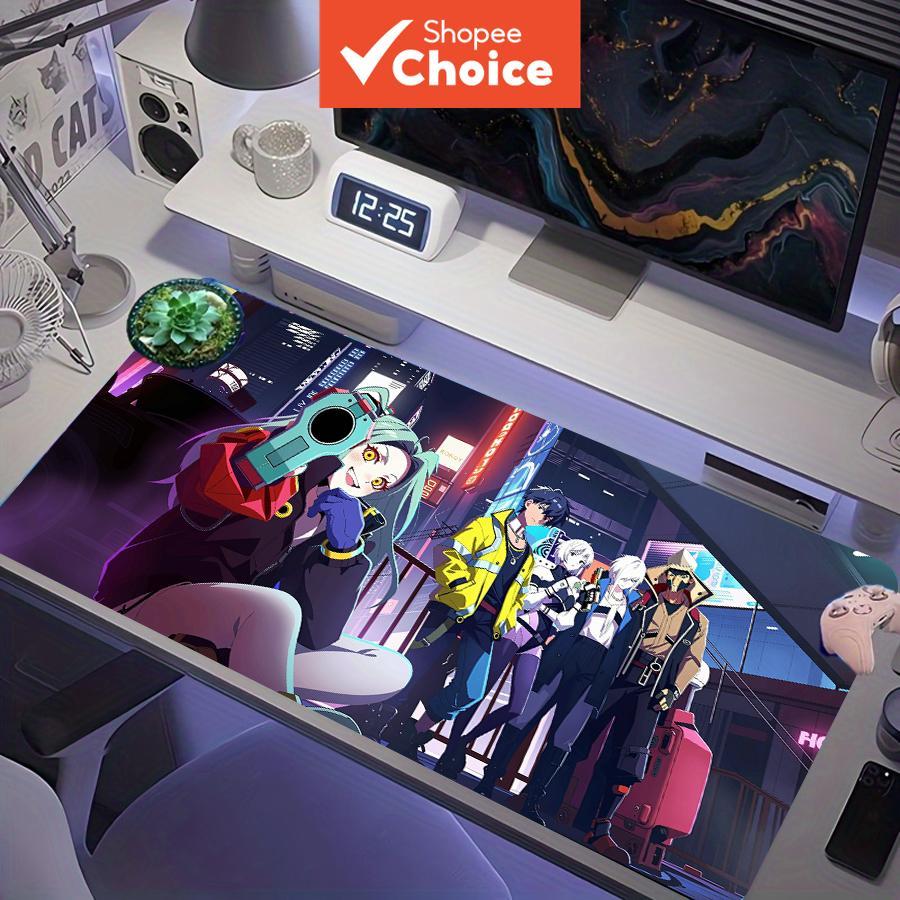 Mousepad de Jogos Estendido Rebecca Edgerunners do Grupo de Anime Cyberpunk City, Tapete de Teclado XXL de Borracha