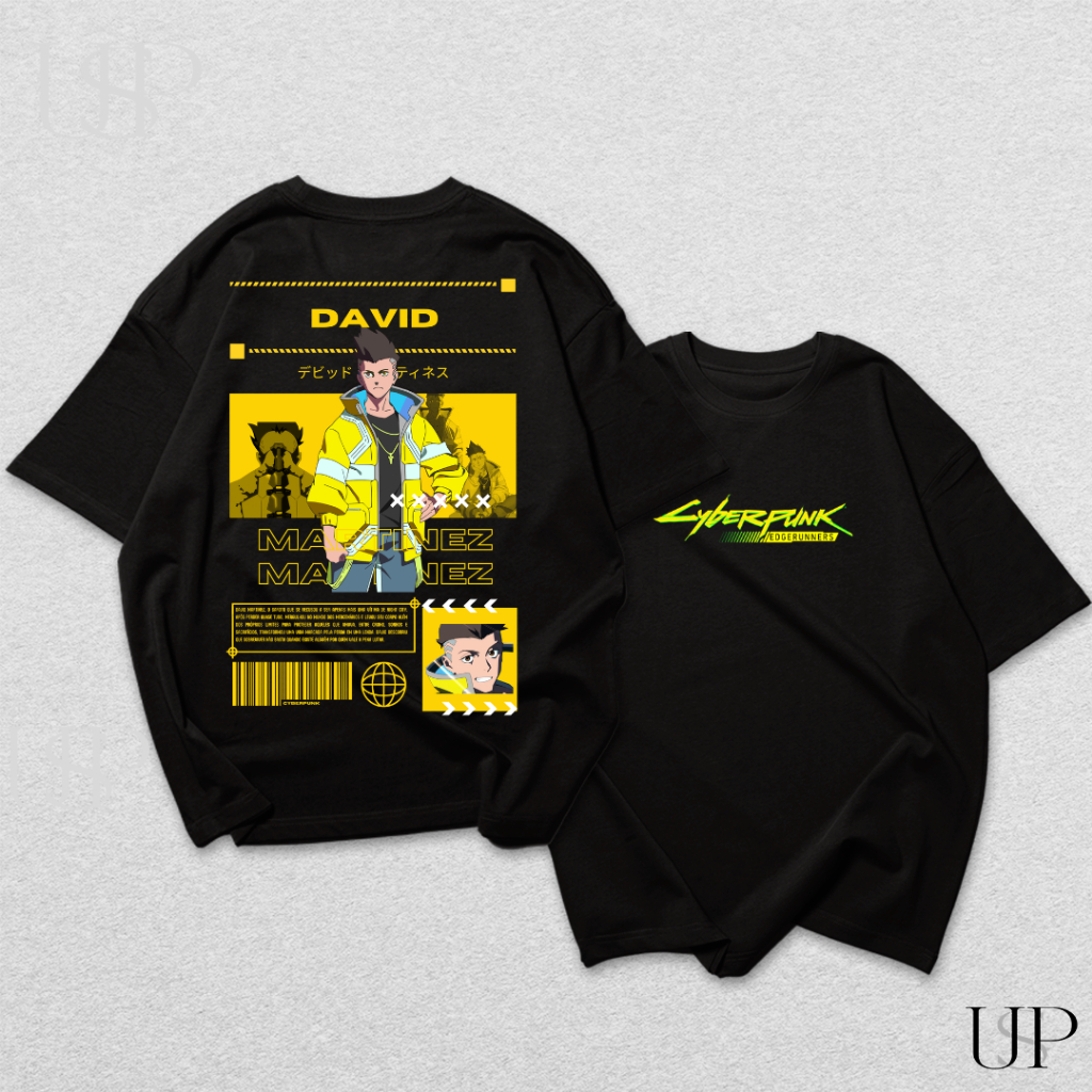 Camiseta David Martinez Cyberpunk Edgerunners | 100% Algodão Confortável | Anime Gamer Frente e Costas