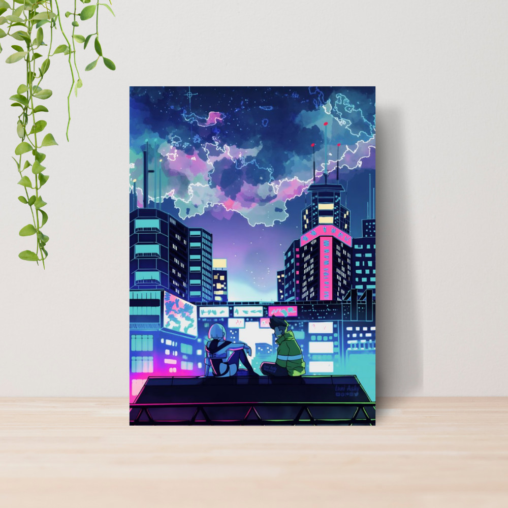 Quadro Decorativo Cyberpunk Edgerunners Anime 01 Poster Manga Otaku Geek Quarto MDF
