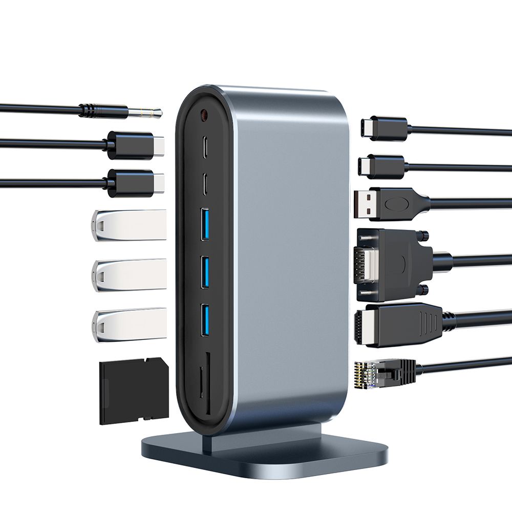 Leitor De Cartão TF Vertical 12 Em 1 USB C Hub 3.0 4K HDMI Dock Station Tipo Adaptador Ethernet-Splitter Para Mac Laptop