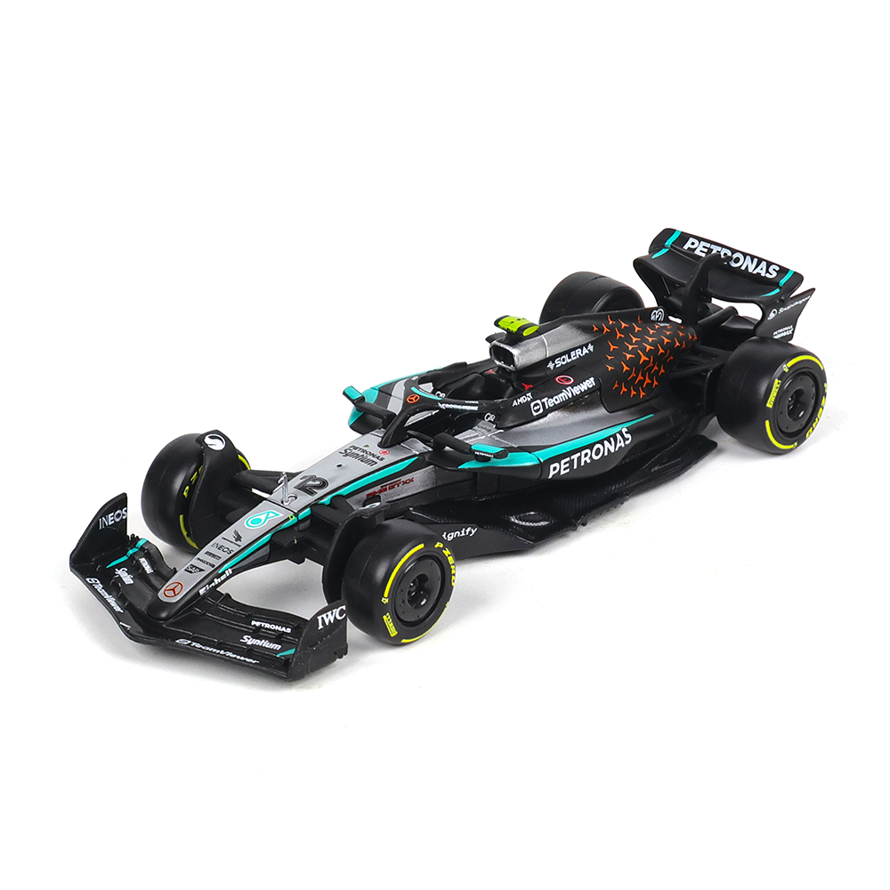 Bburago 1 : 43 Grande Prix Britânico F1 AMG 2025 W16 # 63 George Russell 12 Kimi Antonelli Alloy Car Die Cast Modelo Bri