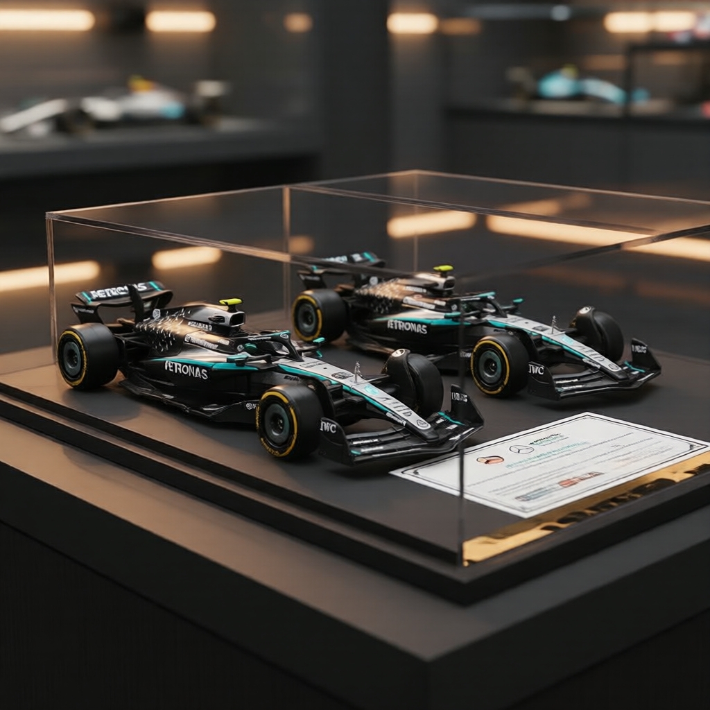 Bburago 1:43 2025 F1 Mercedes W16 #63 Russell #12 Antonelli Modelo de Carro de Liga Die-Cast Colecionável