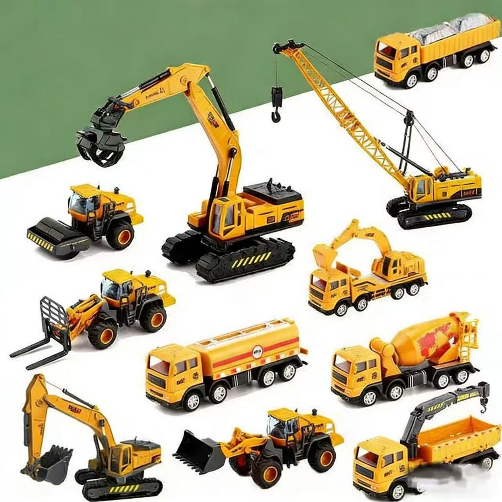 Conjunto  Brinquedos de Carros de Construção em Liga de Die-Cast, Coleção de Modelos de Caminhões de Engenharia e