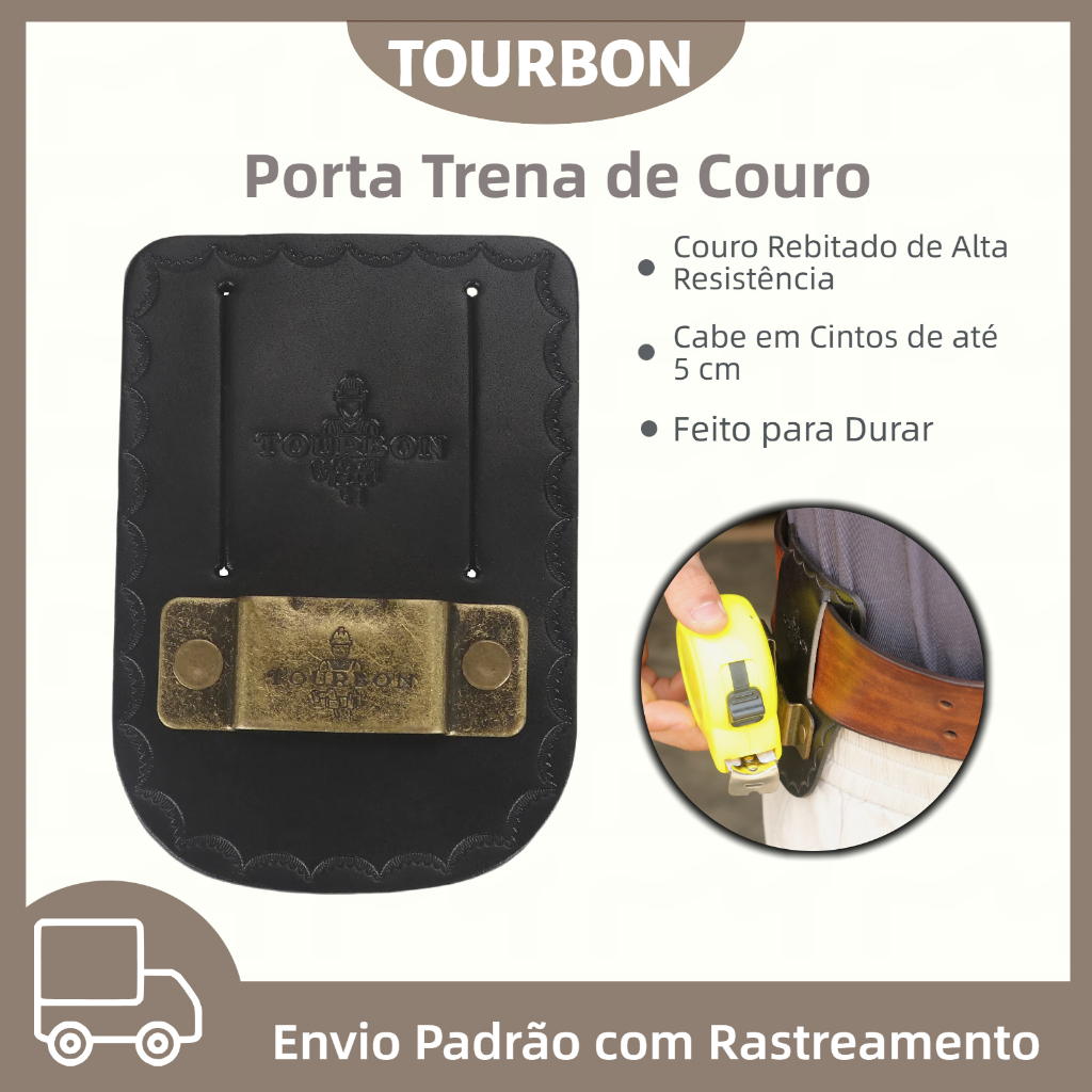 TOURBON Couro Fita Métrica Titular Bolsa Cinto Clipe Ferramenta Profissional Acessório