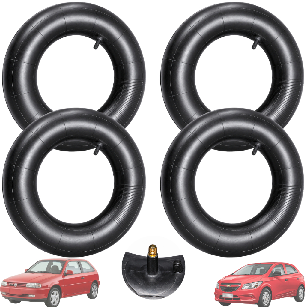 Kit 4 Câmaras De Ar Aro 13/14 165/60r14 A 185/70r13 Válvula Tr13 Schrader - 165/70R13 - 175/70R13 - 175/65R14