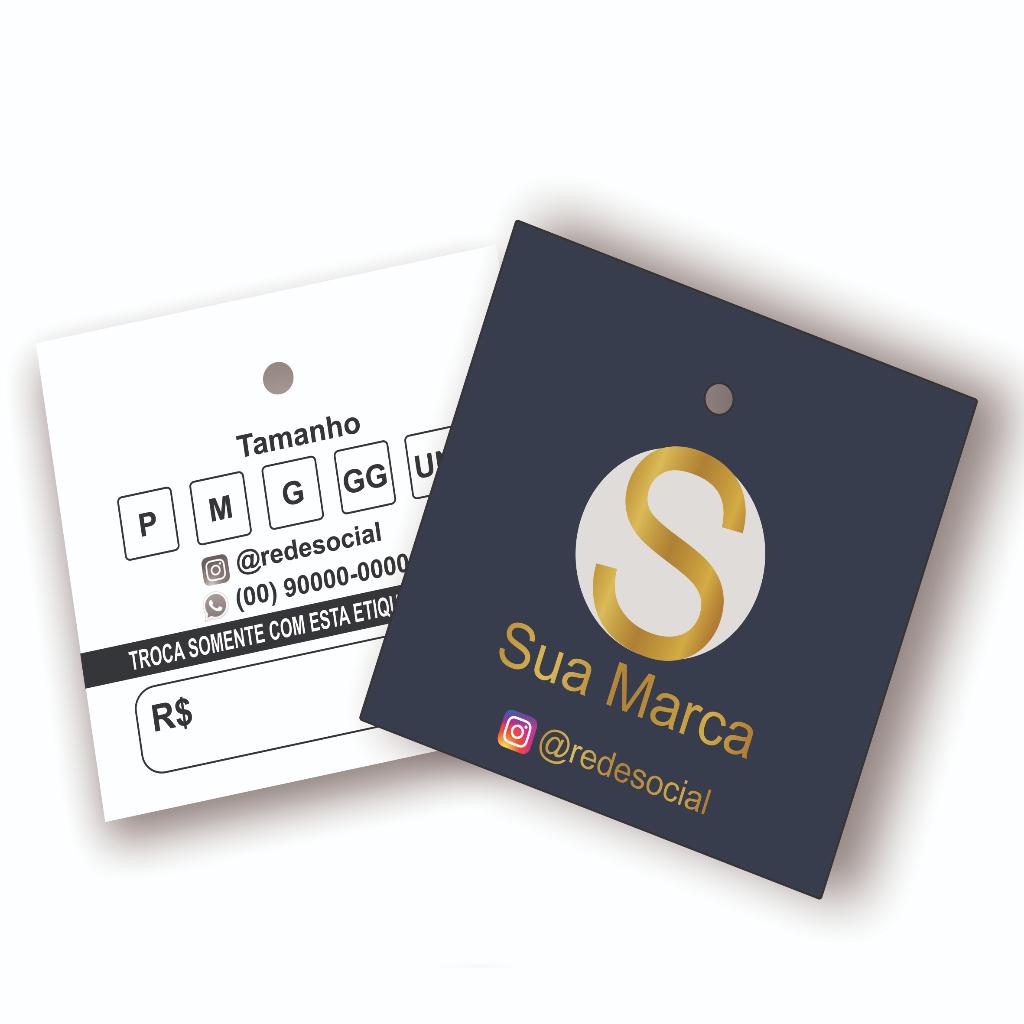 2.000uni Tags Personalizada 250g 4x5cm para Roupas e Brindes