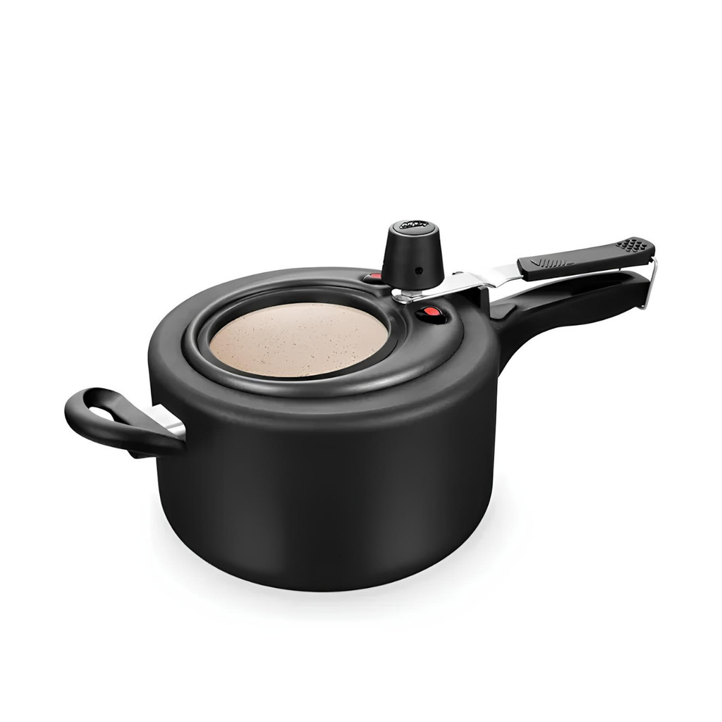 PANELA DE PRESSÃO MTA 3.0L ANTIADERENTE COM VISOR DE VIDRO NA COR PRETA