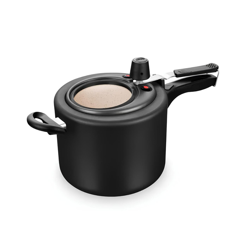 PANELA DE PRESSÃO MTA 4.5L ANTIADERENTE COM VISOR DE VIDRO NA COR PRETA