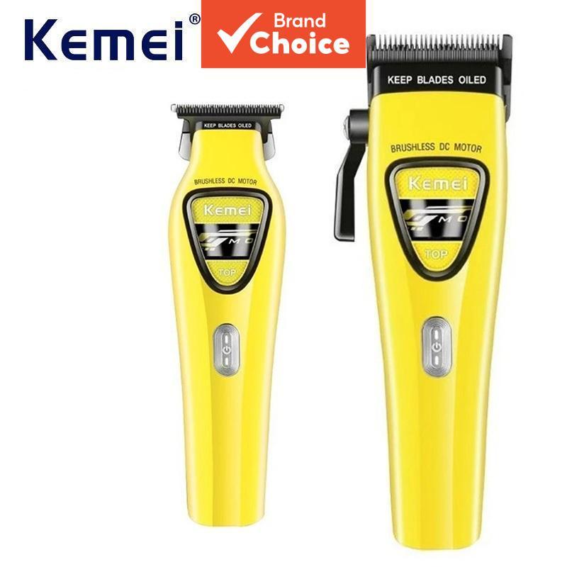 Kemei Barbeador: Máquina de Cortar Cabelo e Aparador com Motor Brushless de Rotor Externo para Homens KM-1566 KM-1567