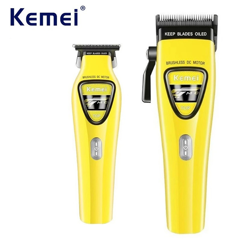 Kemei Barbeador Profissional e Aparador de Cabelo Combo Motor Brushless de Rotor Externo Máquina de Cortar Cabelo para