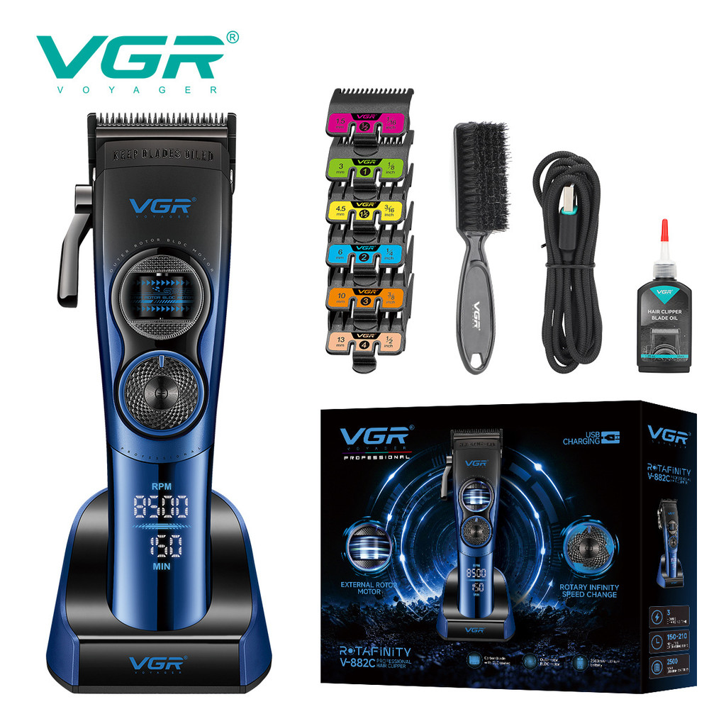 Cabeça De Óleo Elétrica VGR882C Para Salão De Beleza Com Carregador Base , Rotor Giratório Externo , Alta Velocidade , M