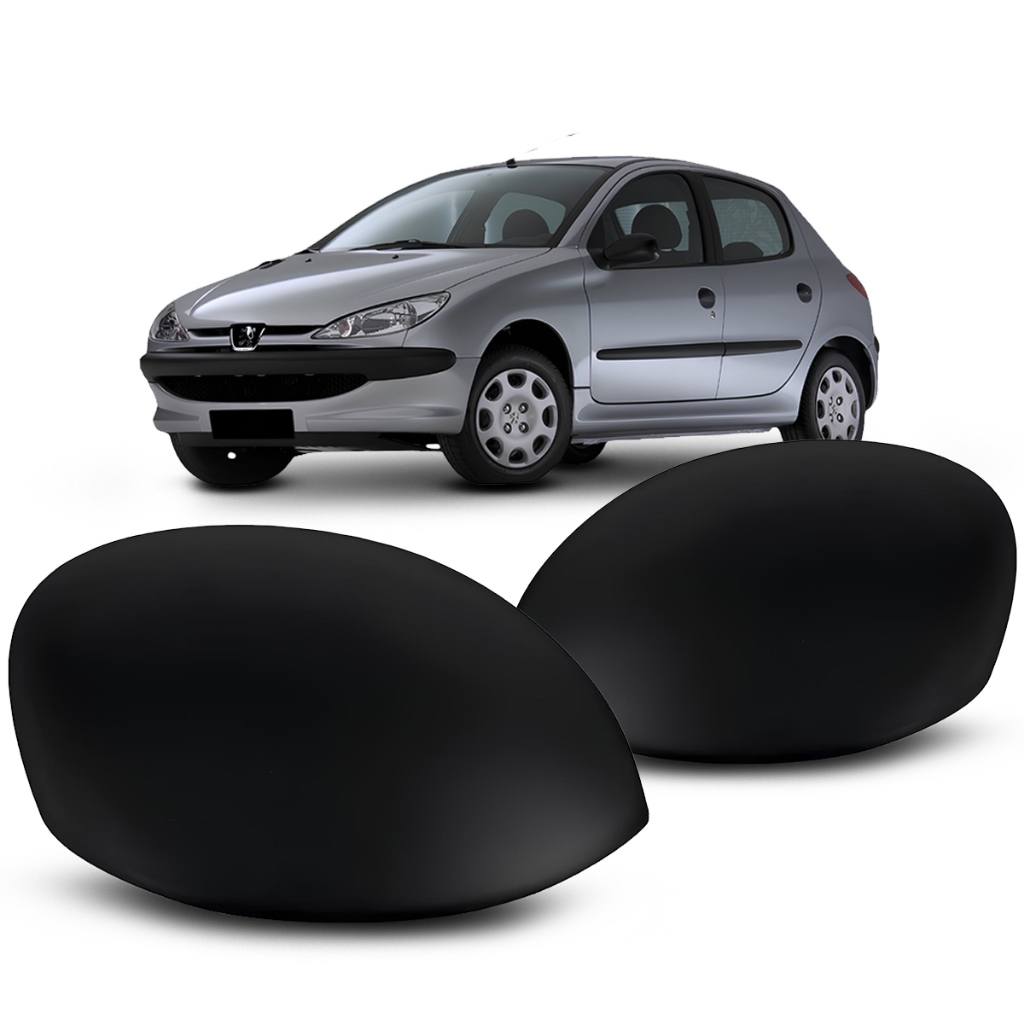 Capa Aplique Retrovisor Peugeot 206 207 C3 Xsara Picasso Preto Sem Furo Seta