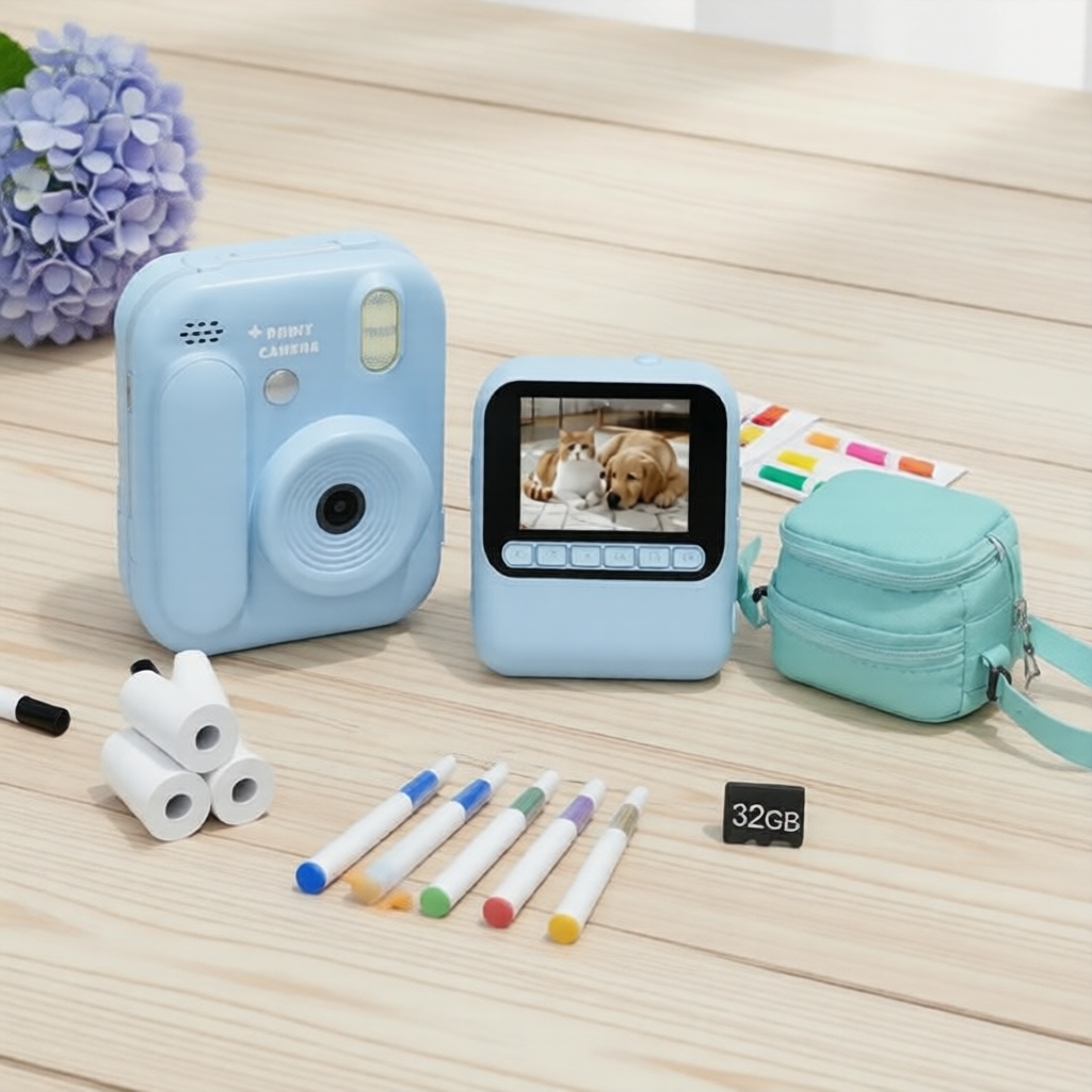Câmera De Impressão Instantânea 1080P HD Vídeo 32G Cartão 4 Rolos Bolsa De Transporte De Papel Camara Digital Para Crian