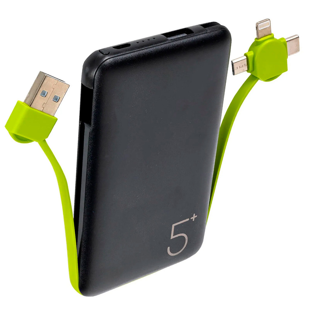Carregador Portatil Pocket 5000mAh Cabos Embutidos Anatel