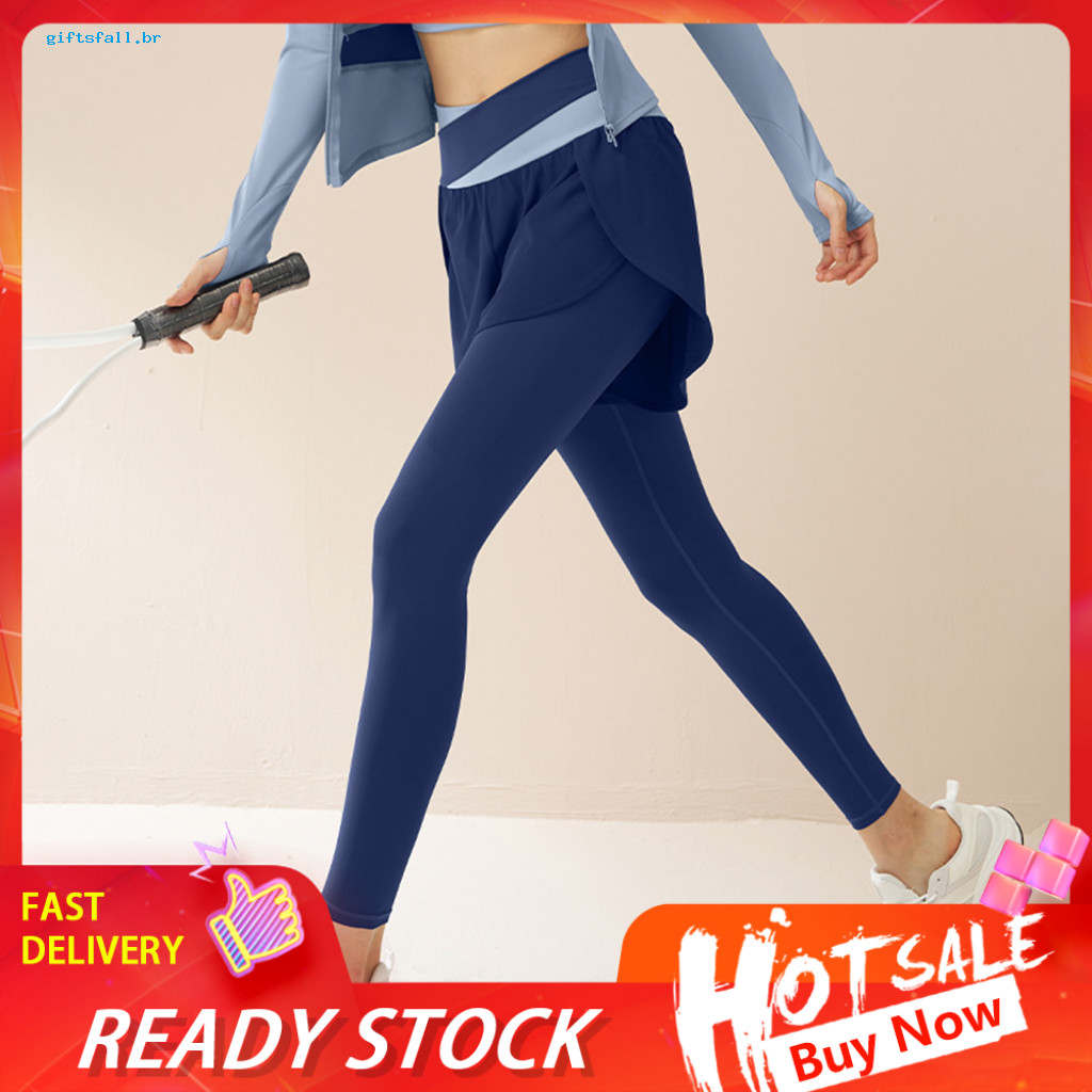 Elastic Fitness Pants Women Yoga Women’s High Waist Quick Dry Slim Fit Butt Lifting Color Block Leggings Stretchy Two-