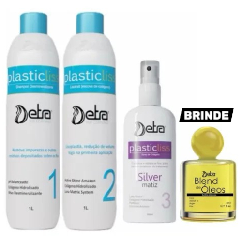 KIT ESCOVA ORGANICA Plastic Liss Shampoo Desmineralizante + Lisotrat 1000ML Detra Hair Cosmeticos