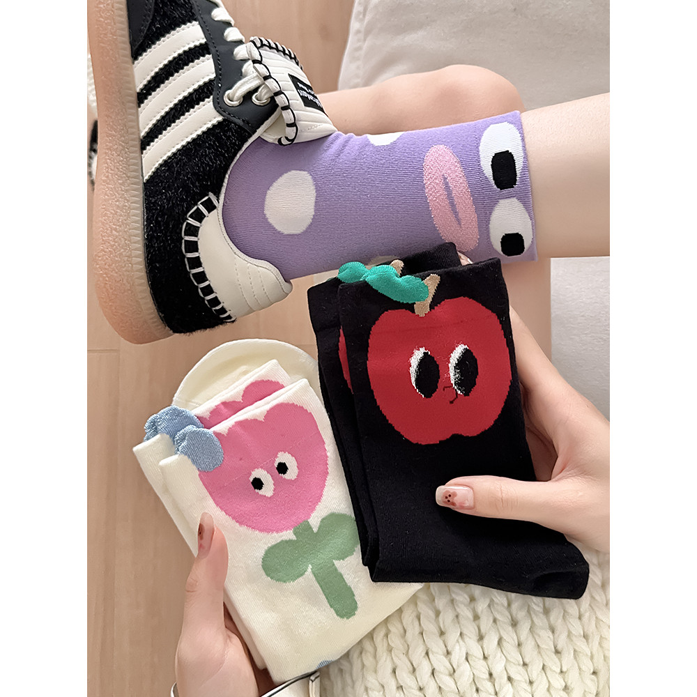 [5 pares] Vitality Girl's Wear Engraçado Inteligente Bonito Tubo Médio Desossado