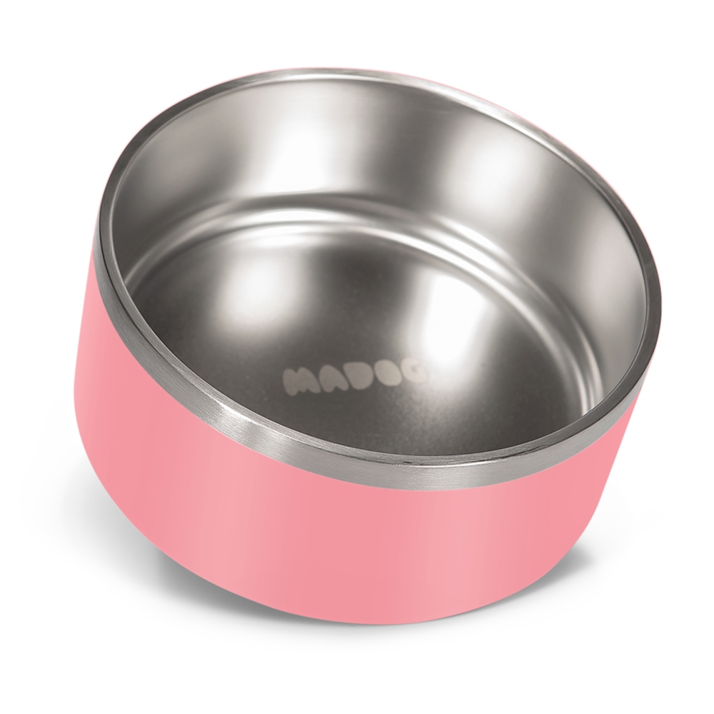 Comedouro Pet Aço Inox Antiderrapante 946ml Madog Rosa