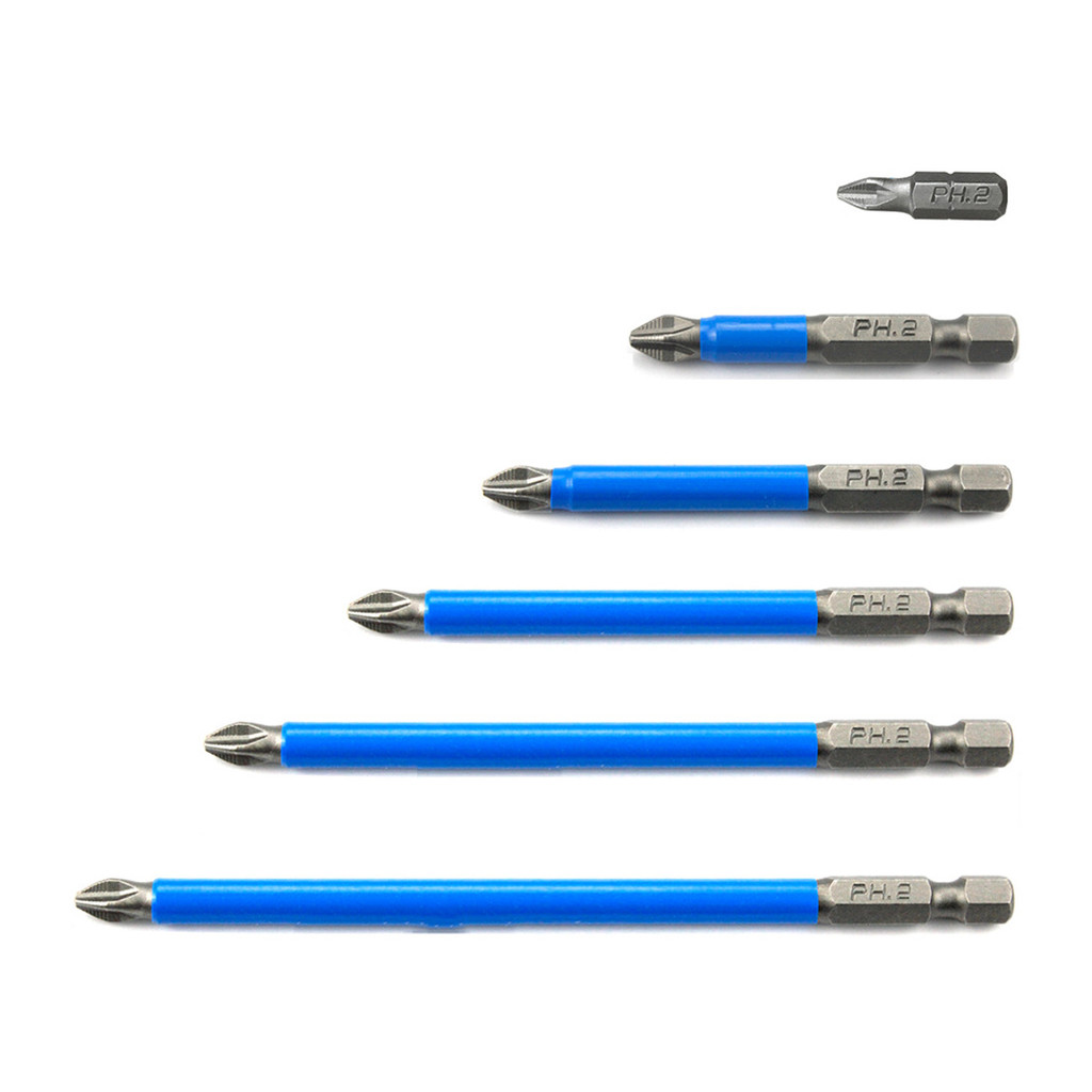 Professional Anti-Slip Phillips Bits Set S2 Steel Magnetic with Blue Insulation Sleeve Bits PH2