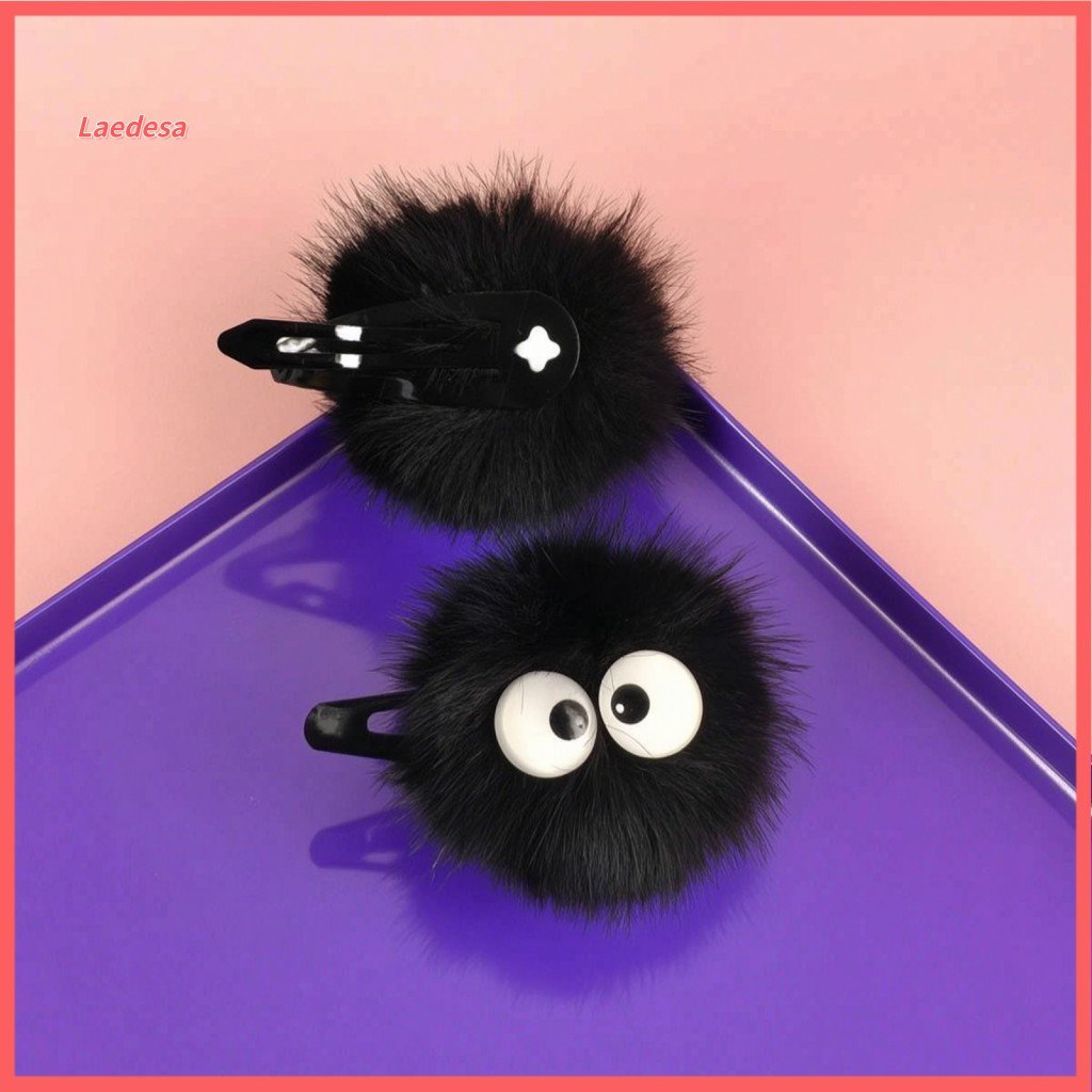Minimalist Hair Clips for Women Black Pom Clip for Girls Cute Fuzzy Eye Design Hairpin Lightweight Decorative for Stylin
