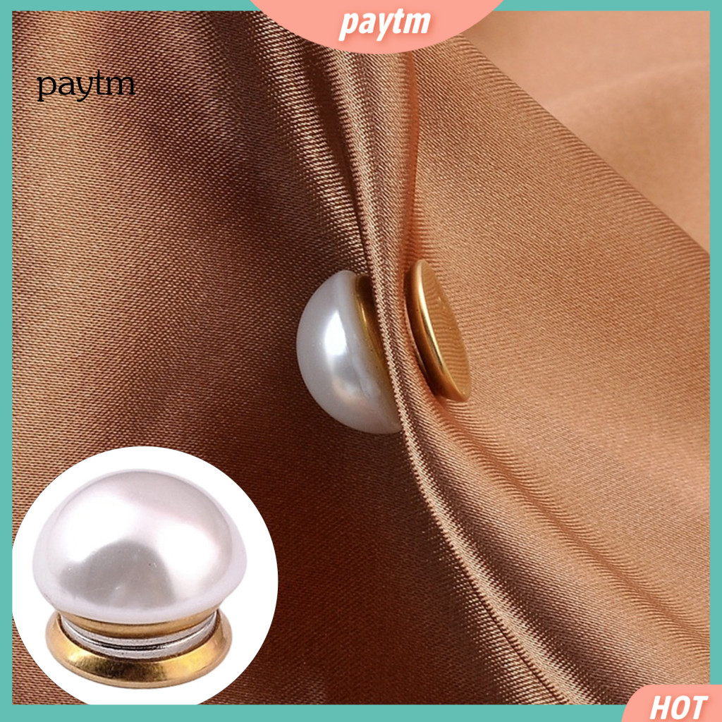 Anti Exposure Neckline Button Clothing Magnetic 2pcs Faux Pearl Buttons Decorative Fake Cat Eye Stone Brooch Pins Safety