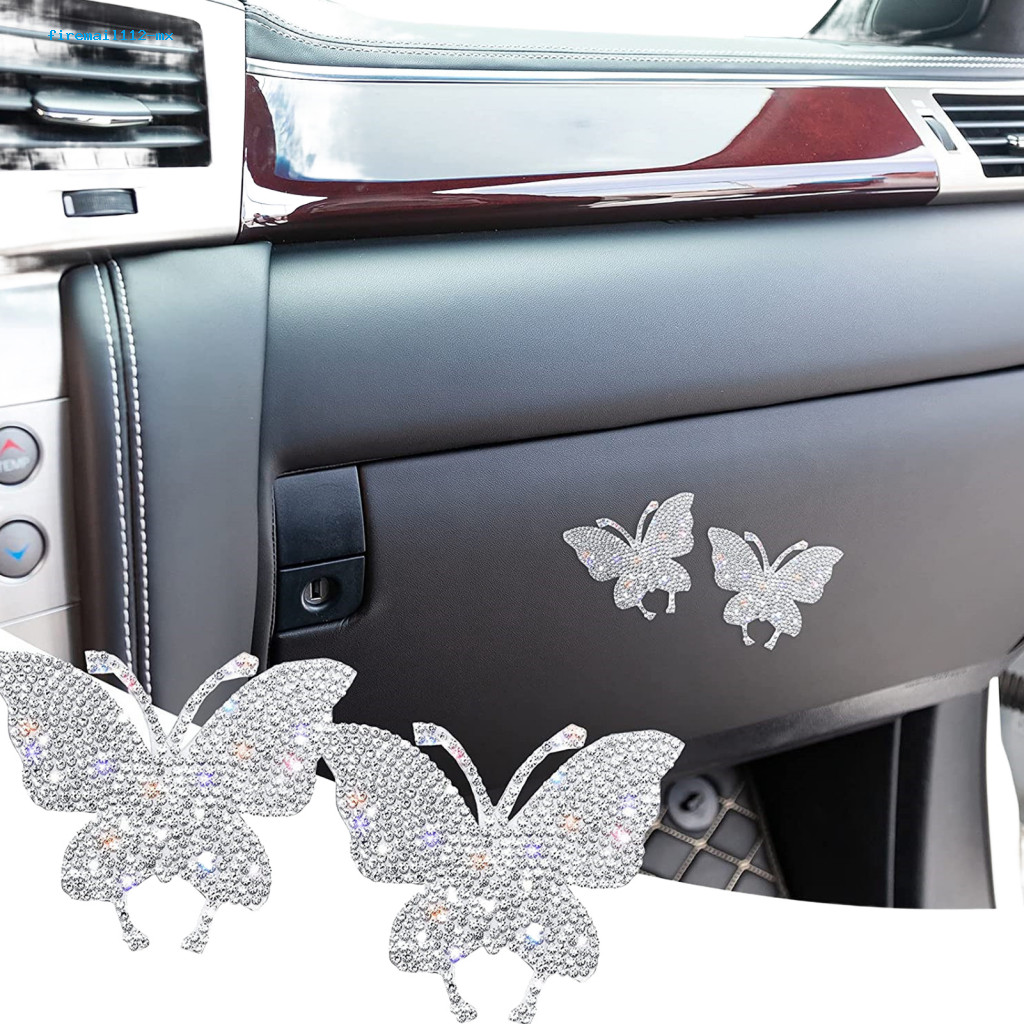 Eye-catching Car Decals 4pcs Sparkling Rhinestone Butterfly Stickers – Self-adhesive Easy to Apply Unique Decorative f