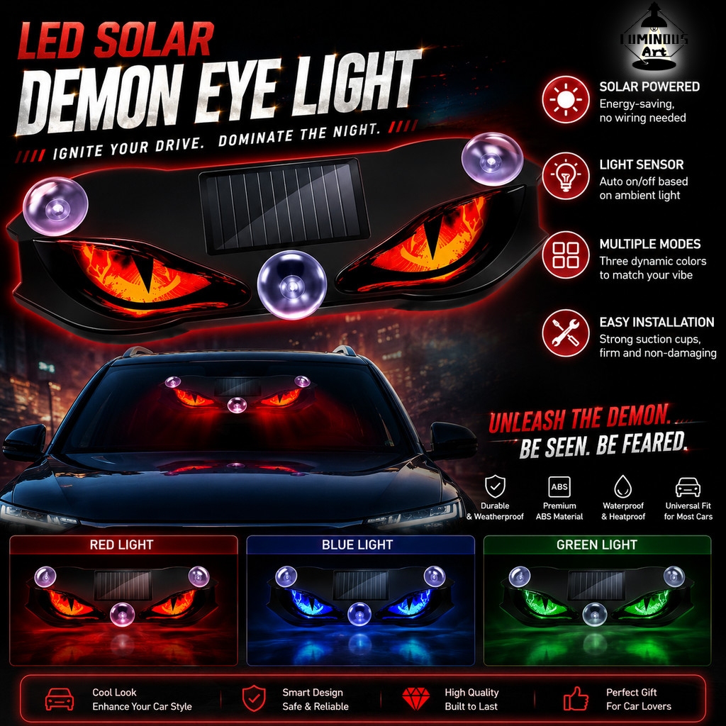 Envio Rápido Car Decorative Lamp Solar Energy Wireless Devil's Eye LED Alert Ambience light Dynamic Eyes Modification Ac