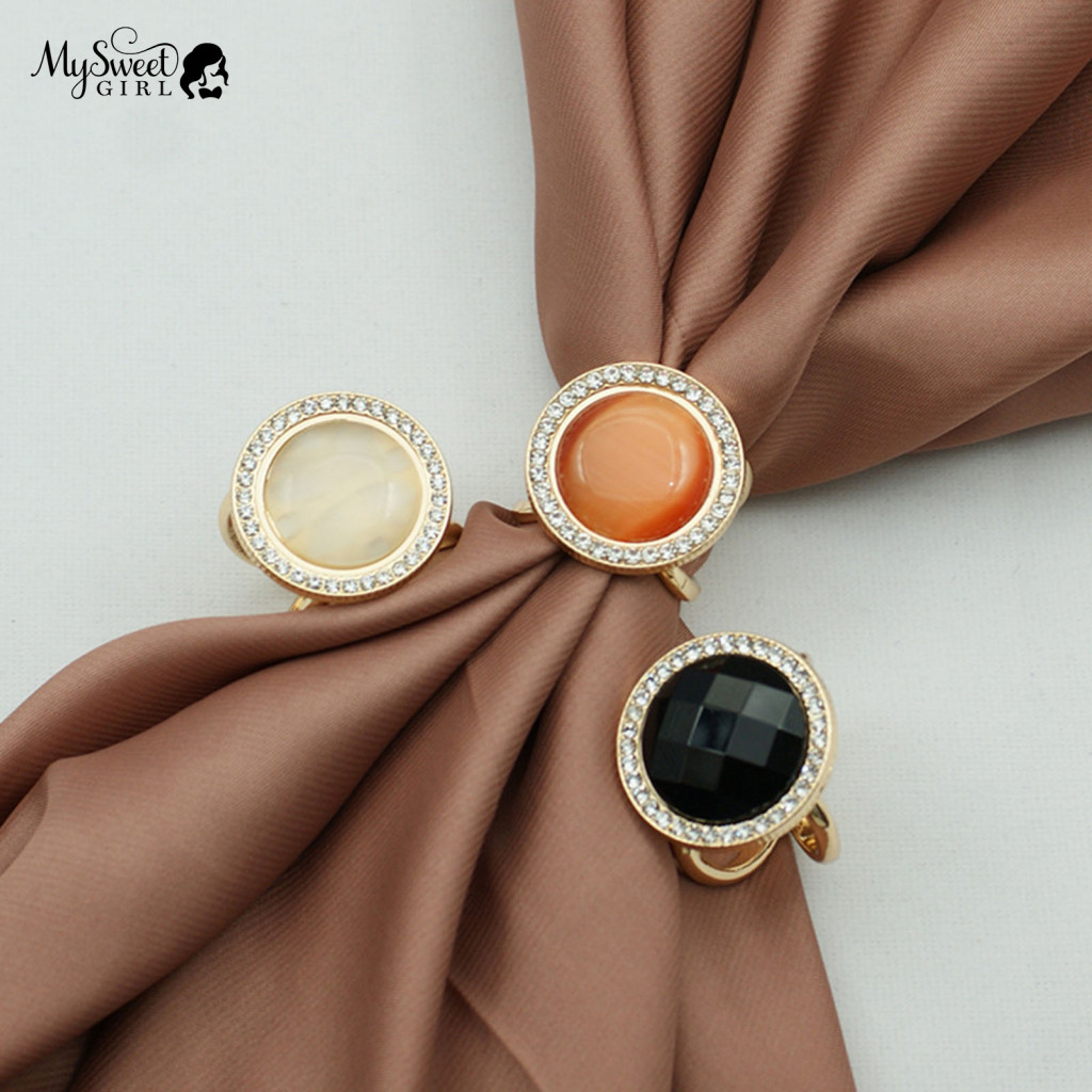 Decorative Scarf Buckle Silk for Women Vintage Alloy Cat Eye Stone Button Anti-slip Clip for Women’s Coats Sweaters an