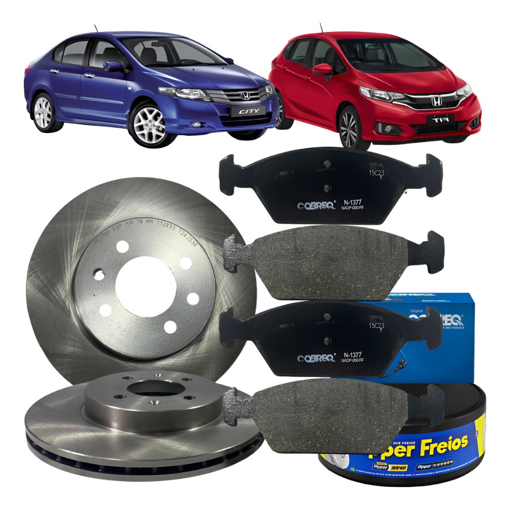 kit Disco Ventilado e Pastilha Freio Dianteira City Fit