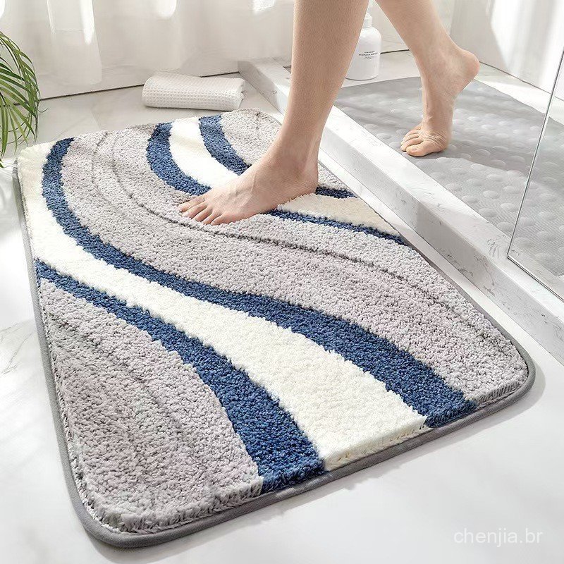 Tapete de chão com textura de cashmere em estilo cartoon, adequado para banheiros e salas de banho, antiderrapante, de s