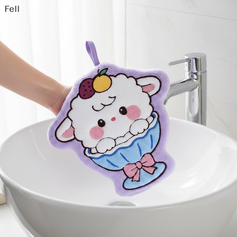 [Fel] Thi Soft Cartoon Cordeiro Pendurado Toalha De Mão Altamente Absorvente Qui Dry Para Cozinha Banheiro Uso Diário Ve