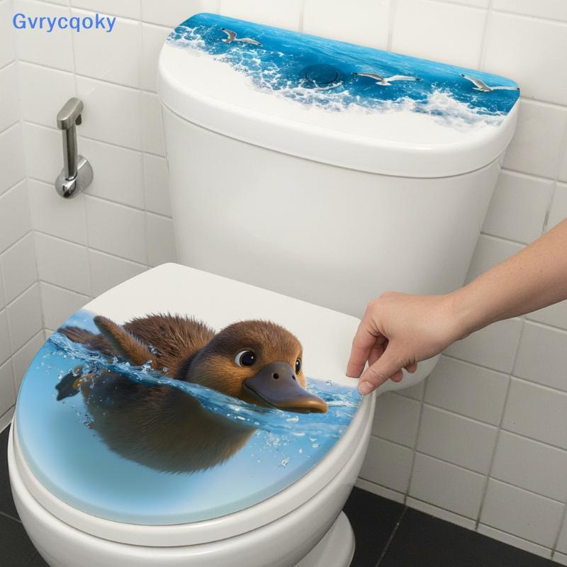 Gvrycqoky Cartoon Jogando Água Du Toilet Stier Autoadesivo Embelezar Casa Decoração De Banheiro BR