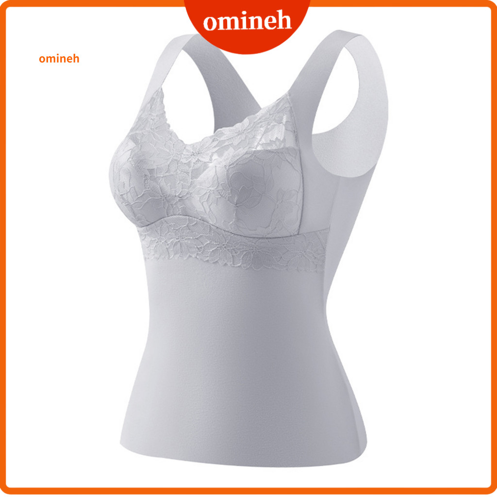 Heat Retention Vest Women’s Thermal Tank Top with Built-in Bra Lace Padded Camisole Soft Warm Base Layer for Winter Co