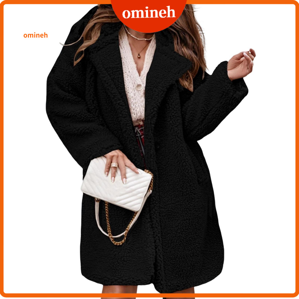 Retro Modern Coat Fleece Women’s Sherpa Warm Winter Outerwear Casual Open Front Faux Fur Cardigan with Lapel Collar Lo