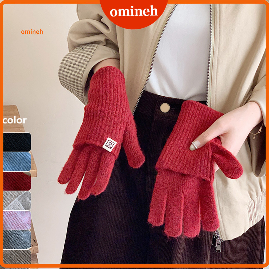 Warm Polyester Gloves Long and Short Women’s 2-in-1 Winter – Touchscreen Knitted Stretchy for Driving Use Outdoor Ac