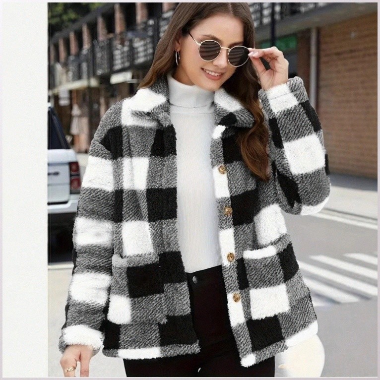 Short Jacket Elegance Tweed Jacket Keep Warm Vintage Soft Practicality Winter Work
