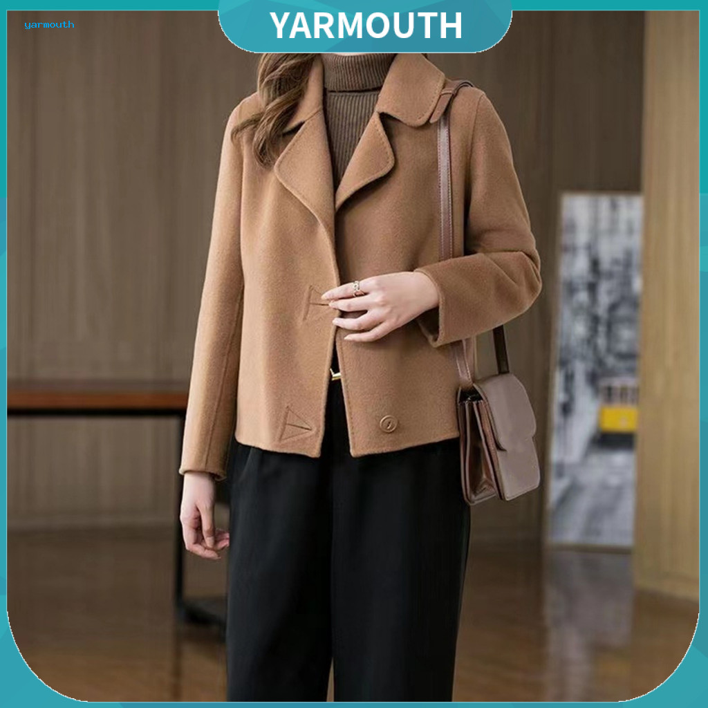 Lapel Design Coat Women Solid Color Jacket Women’s Woolen Double-sided Warm Single-breasted Outerwear Loose Fit Therma