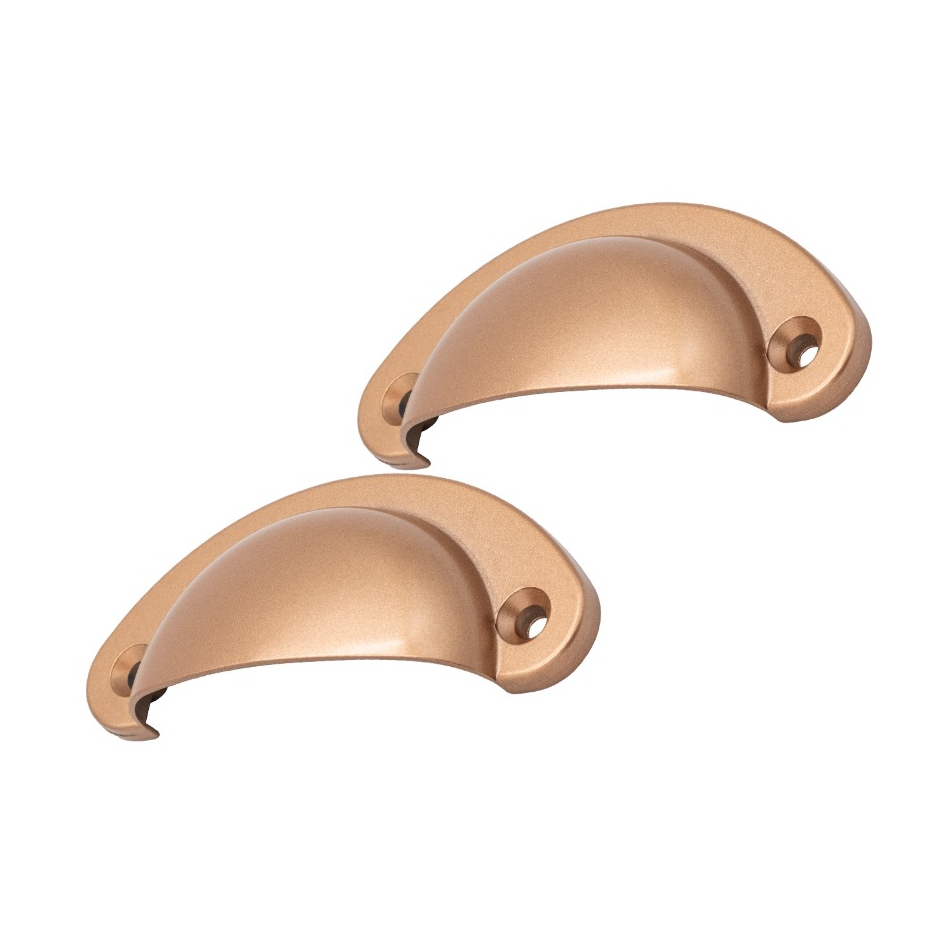 Kit 2 Puxadores Concha Rose Gold Colonial Gavetas Bau 64mm