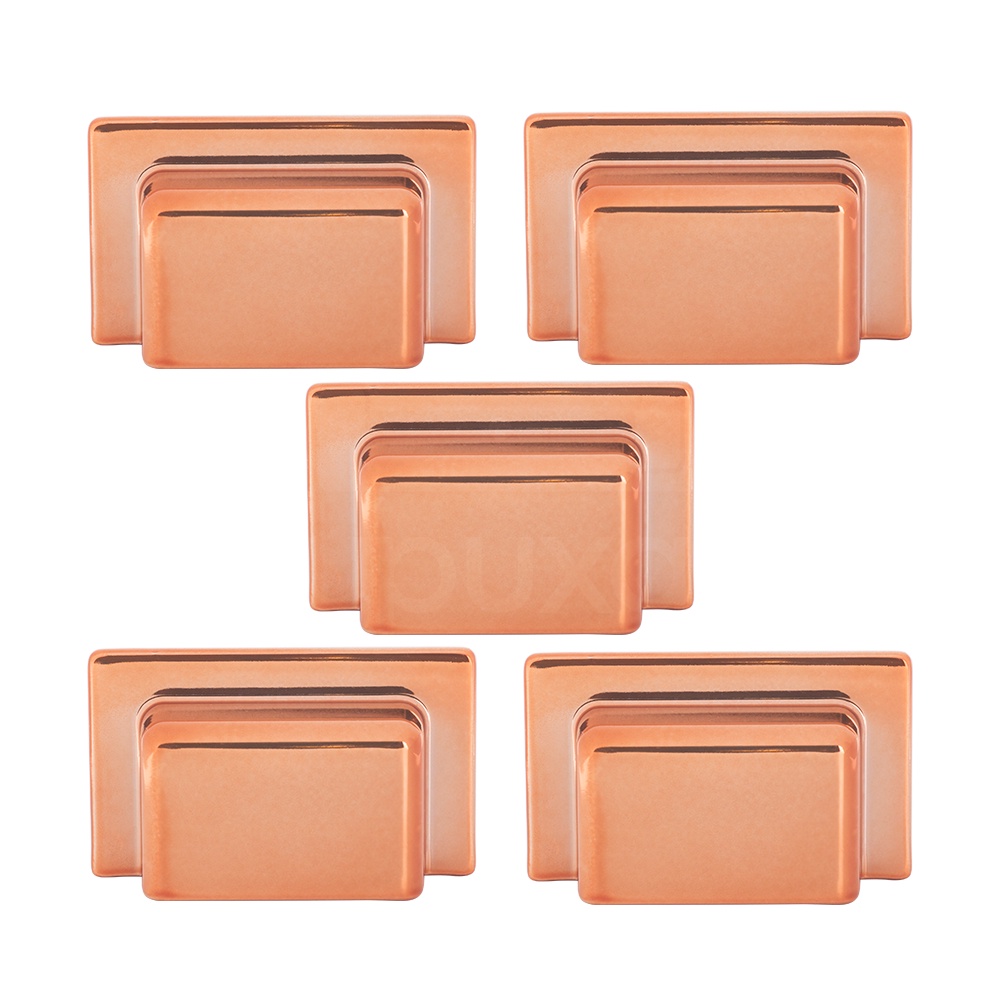 Kit 5 Unidades Puxadores Concha Quadrado Dourado De Armario Gaveta Movel Viale 3,2cm