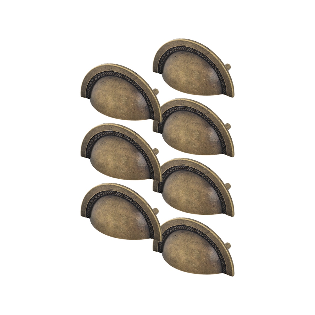 7 Puxadores Concha Quarto De Gaveta Armário Cozinha 64mm Moderno Dourado