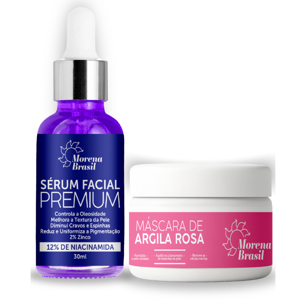 Sérum Facial Niacinamida + Máscara de Argila Rosa | Controle da Oleosidade e Renovação da Pele 💜