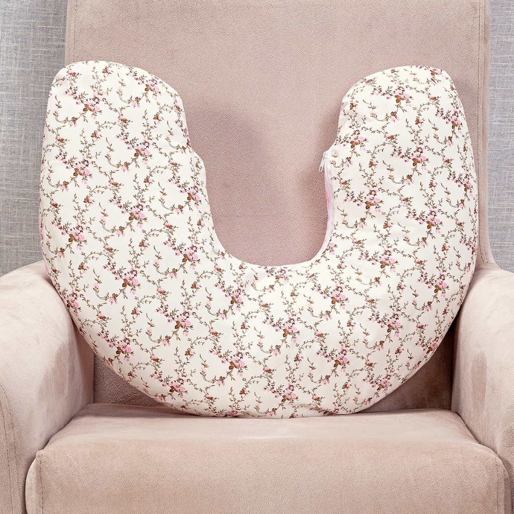 Almofada Amamentação Estampada Floral Rosa
